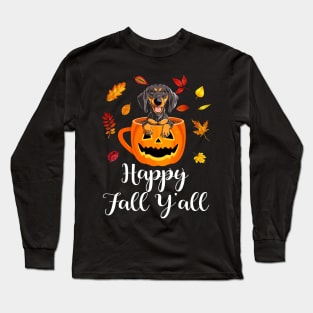 Happy Fall Y'all Dachshund Autumn Long Sleeve T-Shirt